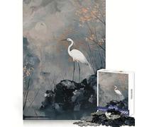Puzzle de 1000 pièces Héron Blanc dans Un Paysage Brumeux pour Adolescents Bien-être cérébral, apaisement et Divertissement Verrouillage Parfait (38x26cm)