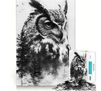 Puzzle de 1000 pièces Hibou à Double Exposition pour Adultes, idéal pour améliorer la mémoire, se détendre en Toute tranquillité et Offrir Un Cadeau de Vacances idéal (38x26cm)