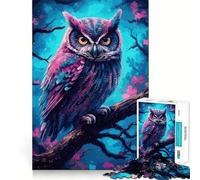 Puzzle de 1000 pièces Hibou Aquarelle sur Une Branche »,Jouet de développement cognitif,Surface Lisse sans bavures,activité relaxante en Groupe à l'intérieur (38x52cm)