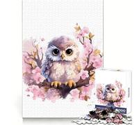 Puzzle de 1000 pièces Hibou Aquarelle sur Une Branche pour Adultes, idéal pour se divertir et s'amuser Pendant Les Moments de détente Découpe Fine Surprise de Noël (38x52cm)
