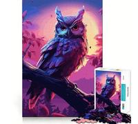 Puzzle de 1000 pièces Hibou Aquarelle sur Une Branche pour Adultes,Jeu de réflexion,découpe Laser pour Un Assemblage Parfait,activité enrichissante pour Les Jours de Pluie (50x75cm)