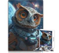 Puzzle de 1000 pièces Hibou Astronaute aventurier Adolescent 38x26cm - Jeu éducatif d'observation et de développement du Sens et Symbolique pour Les fêtes