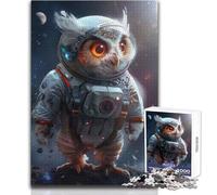 Puzzle de 1000 pièces Hibou Astronaute Curieux et Mignon, Jouet éducatif, Jeu d'analyse et de logique, Cadeau de Noël Secret, Dimensions : 38x52cm