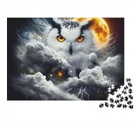 Puzzle de 1000 pièces « Hibou au Clair de Lune » : Hibou Blanc sous la Pleine Lune, Jeu éducatif pour Adultes, décoration intérieure, défi Stimulant, idéal pour Un Anniversaire, 70 x 50 cm
