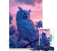 Puzzle de 1000 pièces Hibou au Coucher du Soleil (50x75cm) pour Adolescents développe la réflexion, Joie familiale, Bords Nets, Cadeau mémorable