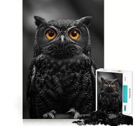 Puzzle de 1000 pièces Hibou aux Yeux Orange éclatants pour Adolescents Stimule la mémoire, Anti-Stress, découpe Lisse, Cadeau Artistique (38x26cm)
