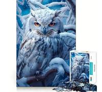 Puzzle de 1000 pièces Hibou Blanc perché sur Neige pour Adolescents renforcez Vos Liens familiaux, Bords précis, Cadeau attentionné (38x52cm)