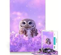 Puzzle de 1000 pièces Hibou dans des Fleurs Violettes pour Adolescents, Jeu de logique Stimulant, Anti-Tension, Bords de qualité, Cadeau de Noël (50x75cm)