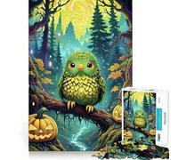Puzzle de 1000 pièces Hibou dans la forêt enchantée pour Adolescents, Stimulant la mémoire, Jeu apaisant, Bords Nets, Cadeau de qualité supérieure (38x52cm)