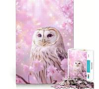 Puzzle de 1000 pièces Hibou dans Les cerisiers en Fleurs pour Adultes, Jeu Intelligent et Amusant à Assembler Ensemble, Cadeau de Saison (50x75cm)