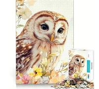 Puzzle de 1000 pièces Hibou dans Les Fleurs Aquarelle pour Adultes, Jouet Intelligent, activité à Domicile, découpe précise, décoration Murale (38x52cm)