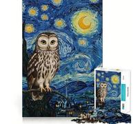 Puzzle de 1000 pièces Hibou dans Un décor de Nuit étoilée pour Adultes, idéal pour Un Cadeau Original et Amusant (50x75cm)