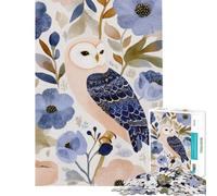 Puzzle de 1000 pièces Hibou dans Une Illustration Florale à l'aquarelle Défi éducatif mais Aussi Jouet Amusant et Humoristique Décoration Murale pour Les 14 Ans et Plus (38x26cm)