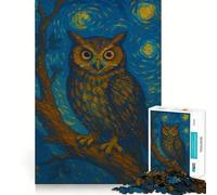 Puzzle de 1000 pièces Hibou dans Une Nuit étoilée pour Adolescents, Jeu de logique Clair et Relaxant, découpe Parfaite, (38x26cm)