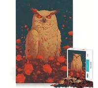Puzzle de 1000 pièces Hibou dans Une roseraie pour Adolescents, Puzzle Relaxant et Lumineux, Cadeau Exquis (38x26cm)