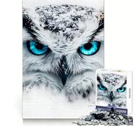 Puzzle de 1000 pièces Hibou des neiges en Gros Plan pour Adolescents renforce la mémoire, détente et Divertissement, Bords Lisses, liste de souhaits du Père Noël (50x75cm)