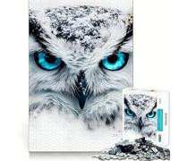 Puzzle de 1000 pièces Hibou des neiges en Gros Plan pour Adolescents renforce la mémoire, détente et Divertissement, Bords Lisses, liste de souhaits du Père Noël (50x75cm)