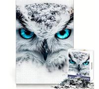 Puzzle de 1000 pièces Hibou des neiges en Gros Plan pour Adolescents stimule la mémoire, détente et création de qualité supérieure (38x52cm)