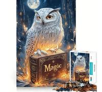 Puzzle de 1000 pièces Hibou des neiges et Livre Magique pour Adolescents, Jeu de réflexion Relaxant, découpe soignée, Cadeau raffiné (38x26cm)