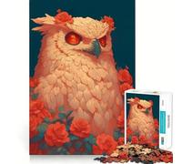 Puzzle de 1000 pièces Hibou des neiges et Roses pour Adolescents, Collection Recall Upgrade Calm Relax Clear Cut Art (38x52cm)