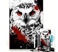 Puzzle de 1000 pièces Hibou des neiges l'encre, idéal pour Les Adolescents Un Jeu de logique Fine, Amusant et Relaxant, avec des Bords Nets et Une décoration Murale (38x26cm)