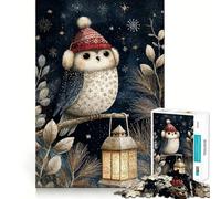 Puzzle de 1000 pièces Hibou d'hiver avec Lanterne pour Adolescents,illustrant Un Hibou d'hiver et Une Lanterne Jeu Stimulant pour Le développement Mental,pièces de Taille Uniforme et précises