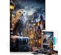 Puzzle de 1000 pièces Hibou d'hiver pour Adolescents,Jeu de mémoire,Verrouillage sécurisé,sans pièces détachées,idéal pour Les Voyages, pour Les Cerveaux (38x52cm)