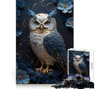 Puzzle de 1000 pièces Hibou et Fleurs (38x52cm) Un Cadeau Artistique et déstressant idéal pour Les Adolescents Motif Kintsugi Floral et Hibou Découpe Lisse