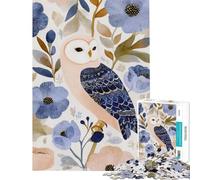 Puzzle de 1000 pièces Hibou et Illustration Florale à l'aquarelle Stimule Le Cerveau Décoration intérieure Jeu Familial pour Les 14 Ans et Plus (38x52cm)