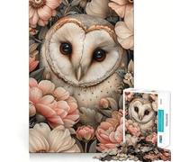 Puzzle de 1000 pièces Hibou fantaisiste et Fleurs Jeu de développement cognitif Surface Lisse sans bavures Activité relaxante en Groupe à l'intérieur (38x26cm)