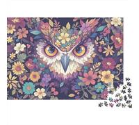 Puzzle de 1000 pièces « Hibou Fleuri » - Portrait de Hibou Fleuri - Couleurs éclatantes - Jeu éducatif pour Adultes - Décoration Magnifique -Cadeau d'anniversaire idéal - 52 x 38 cm