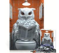 Puzzle de 1000 pièces Hibou lisant Le Journal aux Toilettes pour Adultes, 50x75cm, idéal pour Un Cadeau Amusant et Stimulant
