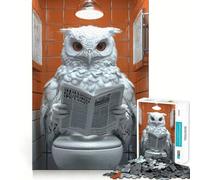 Puzzle de 1000 pièces Hibou lisant Le Journal aux Toilettes pour Adultes, 50x75cm, idéal pour Un Cadeau Amusant et Stimulant