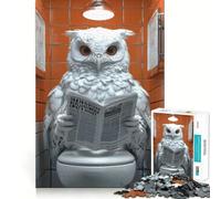 Puzzle de 1000 pièces Hibou lisant Le Journal aux Toilettes pour Adultes, Jeu de réflexion, pièce d'art de précision (38x26cm), idéal pour Jouer à l'intérieur
