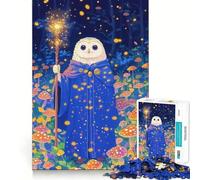 Puzzle de 1000 pièces Hibou Magicien dans la forêt de Champignons pour Adolescents, Jeu intellectuel, détente et Bien-être, découpe de qualité, Cadeau de Saison (50x75cm)
