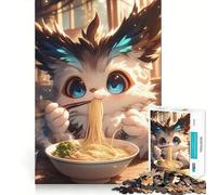 Puzzle de 1000 pièces Hibou Mangeant des Ramen pour Adolescents, Puzzle Relaxant et Lumineux, Cadeau Exquis (38x52cm)