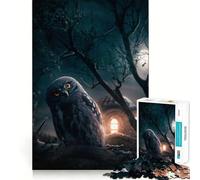 Puzzle de 1000 pièces Hibou Mystique à la Pleine Lune pour Adultes Jeu de réflexion et de Concentration Silencieux, idéal pour Les Petits Cadeaux de Noël (50x75cm)