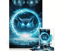 Puzzle de 1000 pièces Hibou Mystique avec Cercle Lumineux pour Adultes et Adolescents Un Jeu cérébral Relaxant et Amusant, Un Cadeau mémorable aux Bords Nets (38x26cm)