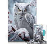 Puzzle de 1000 pièces Hibou Mystique dans Un Havre de Paix enneigé pour Adolescents, idéal pour stimuler la mémoire et Lutter Contre Le Stress (50x75cm) Décoration Murale