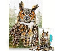 Puzzle de 1000 pièces Hibou Naturel Peint pour Adolescents, Jeu de logique Fine, Doux et Relaxant, Bords Nets, Cadeau de qualité supérieure (50x75cm)