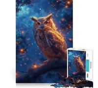 Puzzle de 1000 pièces Hibou Néon Mystique pour Adultes et Adolescents Jeu de réflexion Anti-Stress Cadeau attentionné (50x75cm)