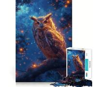 Puzzle de 1000 pièces Hibou Néon Mystique pour Adultes Jeu de réflexion Stimulant Temps de détente Bordure précise Cadeau Exquis (38x26cm)
