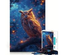 Puzzle de 1000 pièces Hibou Néon Mystique pour Adultes Jeu de réflexion Stimulant Temps de détente Bords précis Cadeau Exquis (38x52cm)