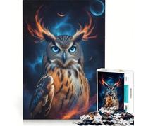 Puzzle de 1000 pièces Hibou Nocturne sous Un Ciel étoilé Jeu de réflexion activités familiales avec Poster et fiche de Questions-réponses Assortis 38x52cm