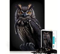 Puzzle de 1000 pièces Hibou Noir à pièces ajustées,Jouet créatif et Amusant,Moments de détente et de Plaisir,Cadeau de décoration d'anniversaire (50x75cm)
