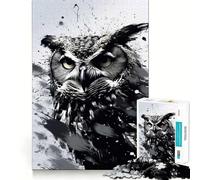 Puzzle de 1000 pièces Hibou Noir et Blanc pour Adolescents Détente et Anti-Stress Découpe Lisse Cadeau Artistique (38x26cm)