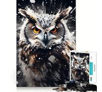 Puzzle de 1000 pièces Hibou Noir et Blanc pour Adolescents Jeu de réflexion Jouet à Partager Découpe Nette (50x75cm)