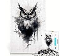 Puzzle de 1000 pièces Hibou Noir et Blanc pour Adultes Améliore la mémoire et Le Plaisir de Jouer Ensemble Bords précis Cadeau saisonnier (38x52cm)