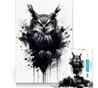 Puzzle de 1000 pièces Hibou Noir et Blanc pour Adultes Développe la mémoire Loisirs Doux Découpe Ferme Idée Cadeau pour Les fêtes (50x75cm)