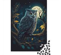 Puzzle de 1000 pièces « Hibou Nuit » en Bois, Jeu éducatif et Stimulant, idéal comme Cadeau de Noël, 1000 pièces (75 x 50 cm).